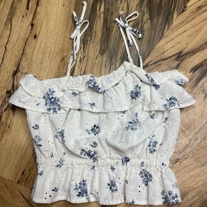 American Eagle floral white top women’s size XS